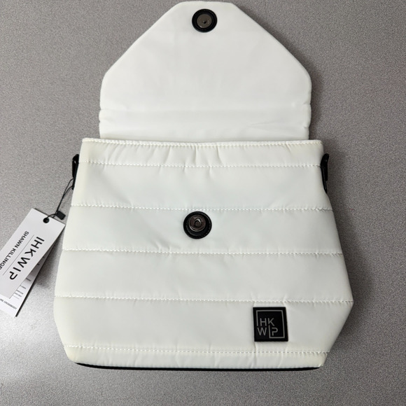 HKWP Crossbody Bag Purse White Puffer Envelope Snap Clutch Handle *No Strap* - Picture 2 of 14